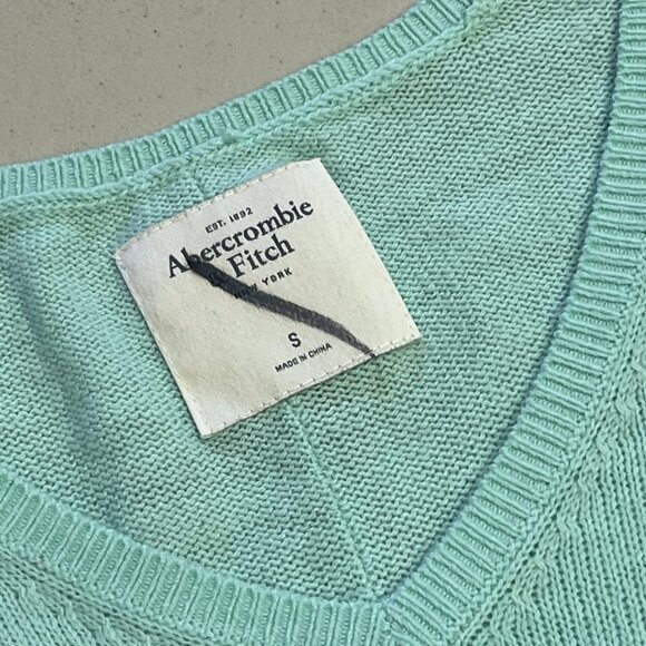 Y2k 2000s Abercrombie and Fitch Teal V-neck Pullover Sweater Women's size S Prep - Picture 4 of 5